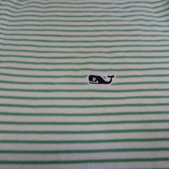 Vineyard Vines Men’s Polo Shirt Large Green White Stripes Shep & Ian Casual - Picture 3 of 8